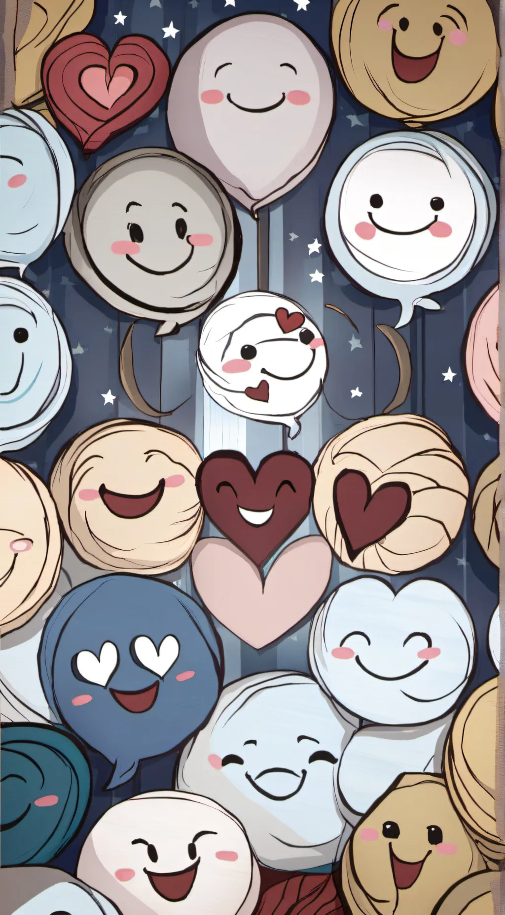 ai character: Happiness bubbles background