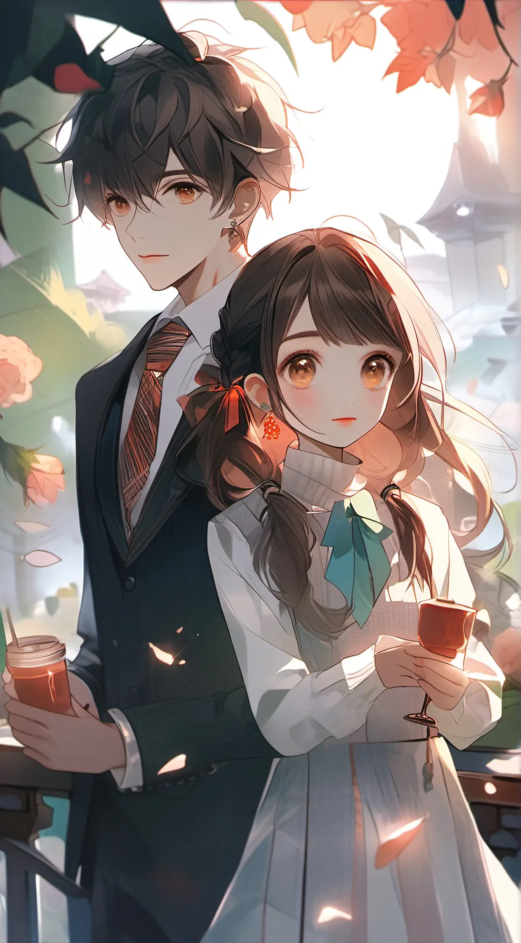 ai character: niko and violet  background