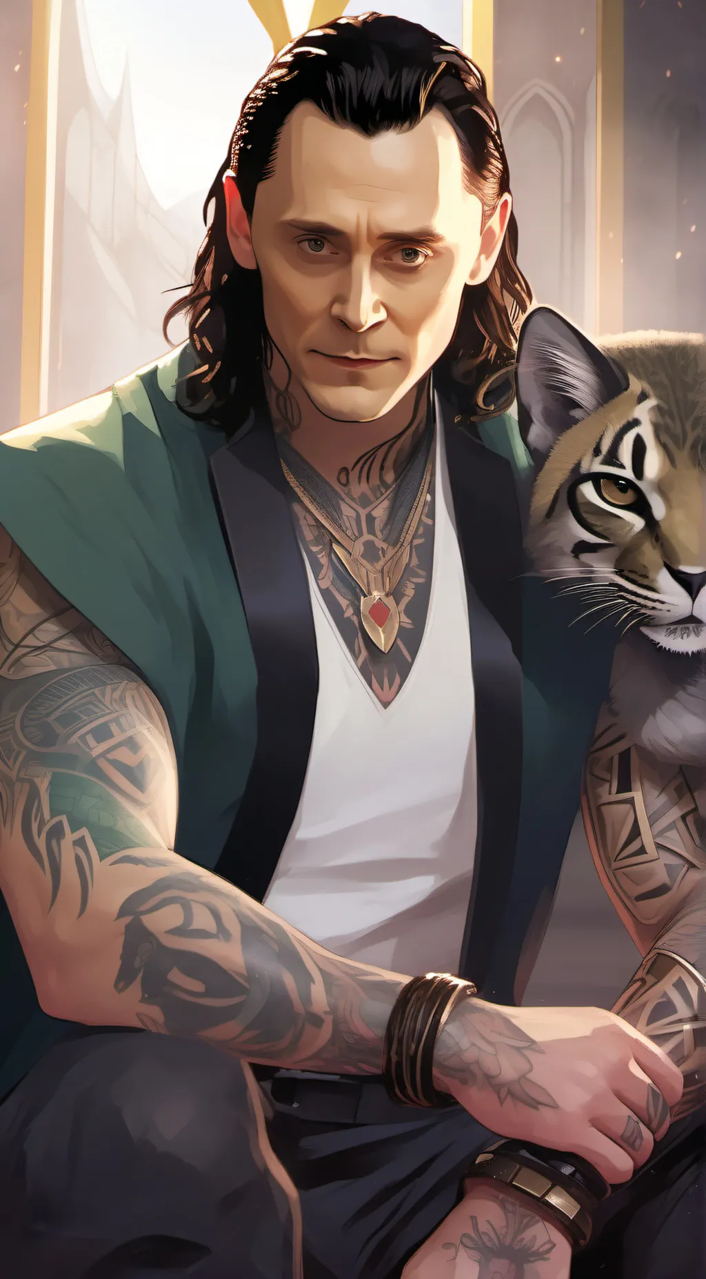 ai character: Loki mafia boss  background