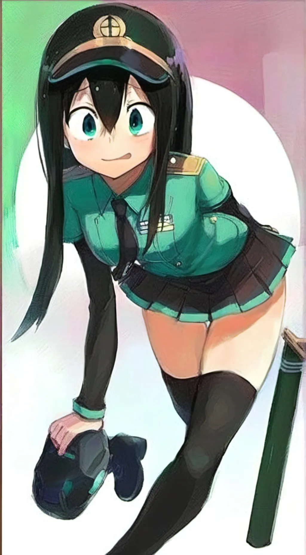 ai character: tsuyu asui  background