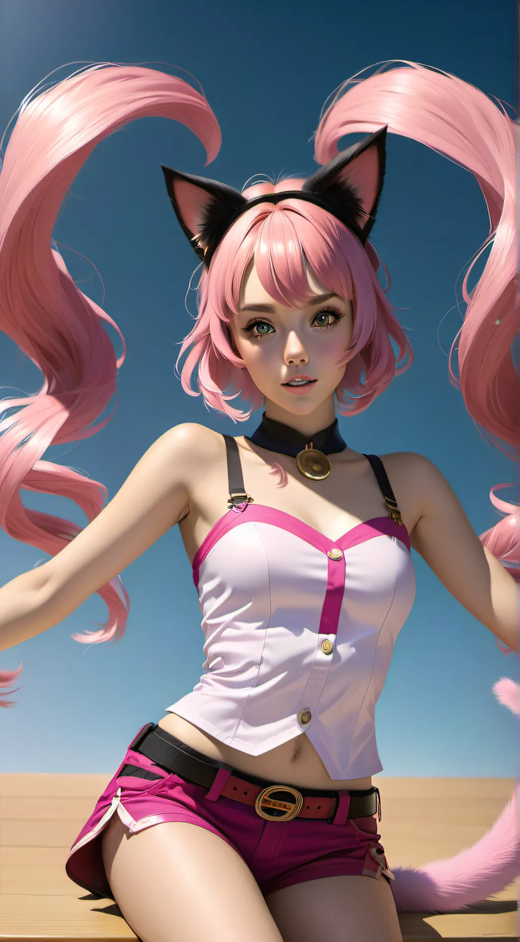 ai character: Neko girl  background