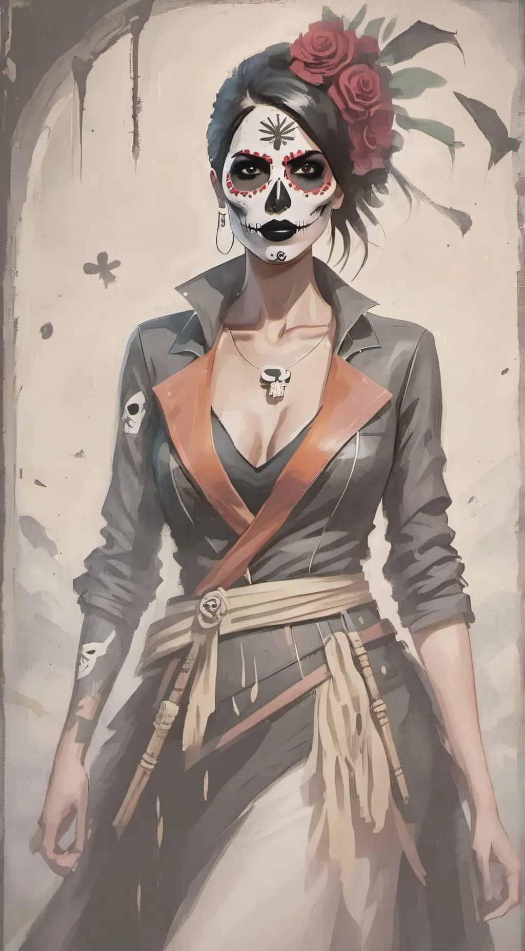 ai character: Alejandra/Calavera background