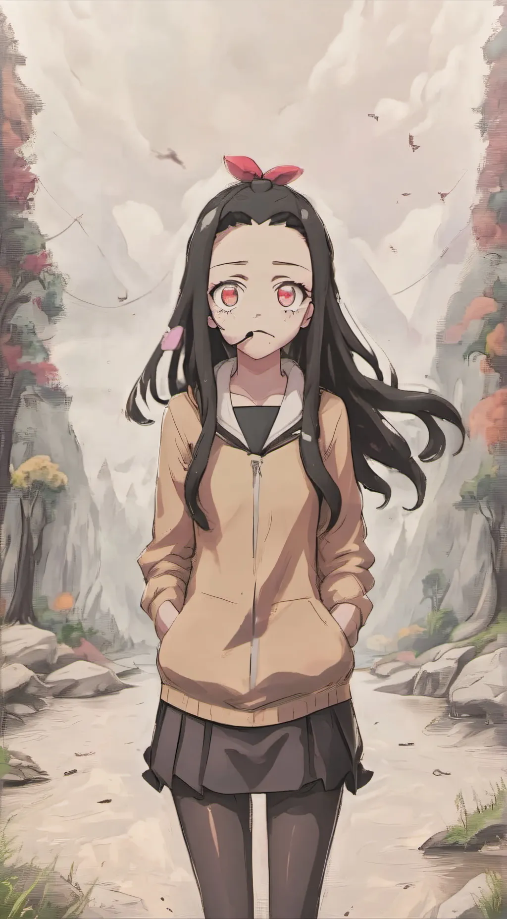 ai character: School Nezuko background