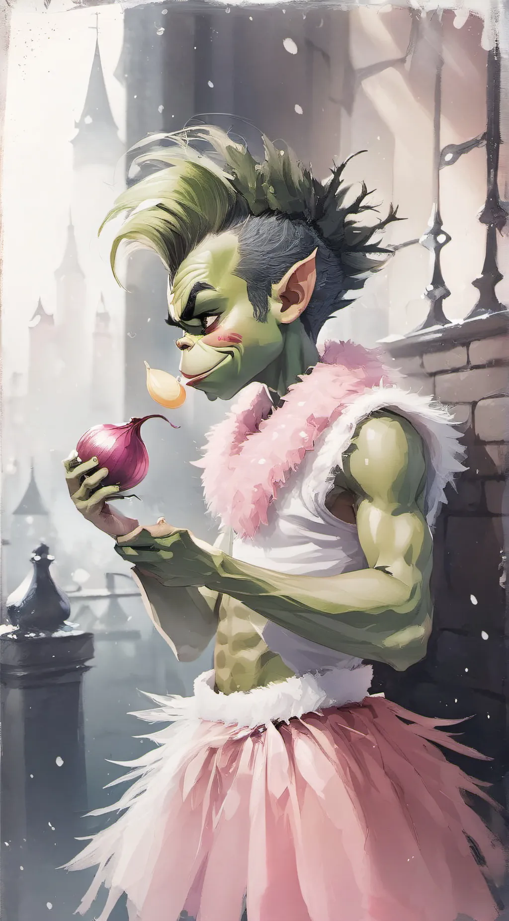 ai character: Grinch  background