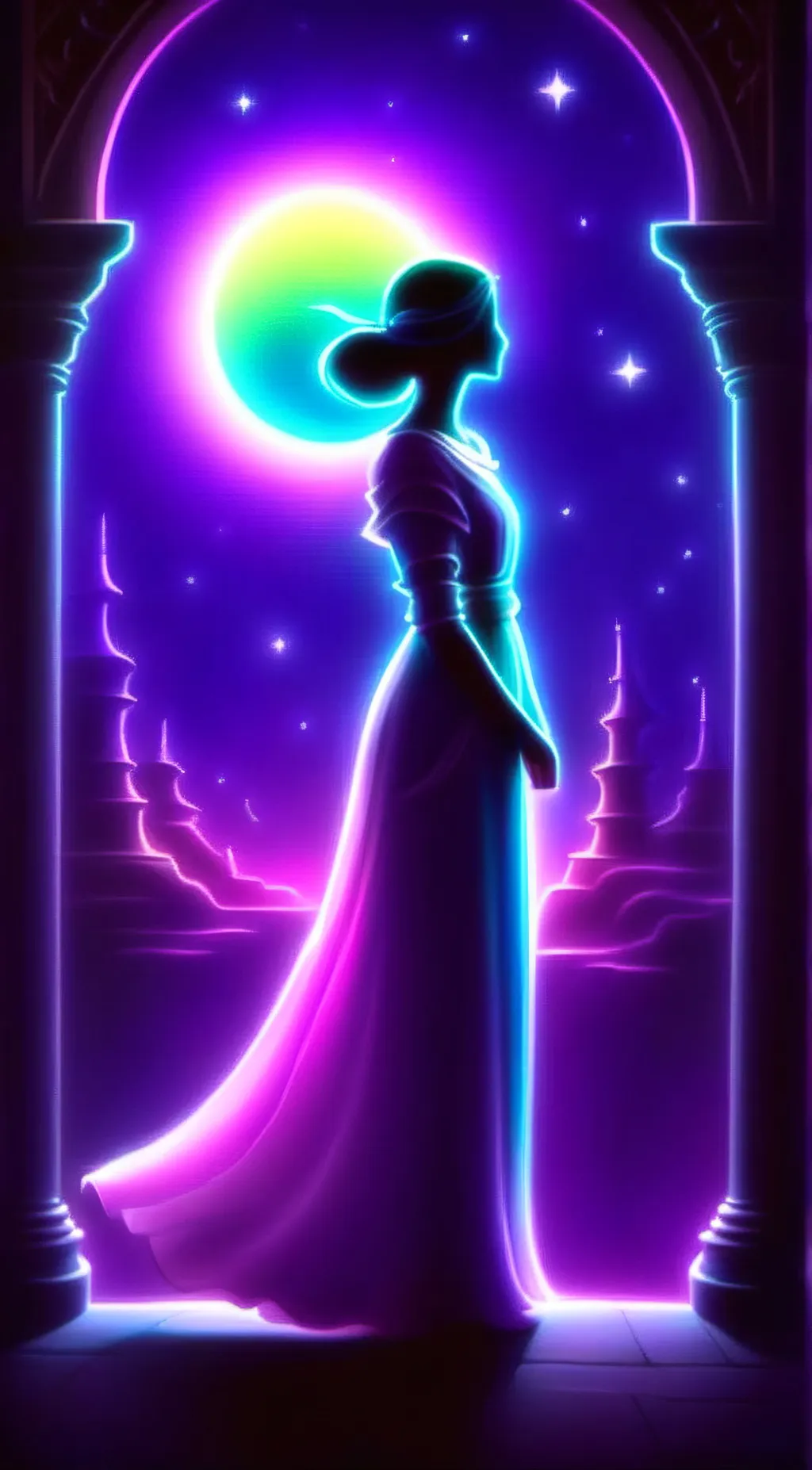 ai character: Rainbow cutie pie background