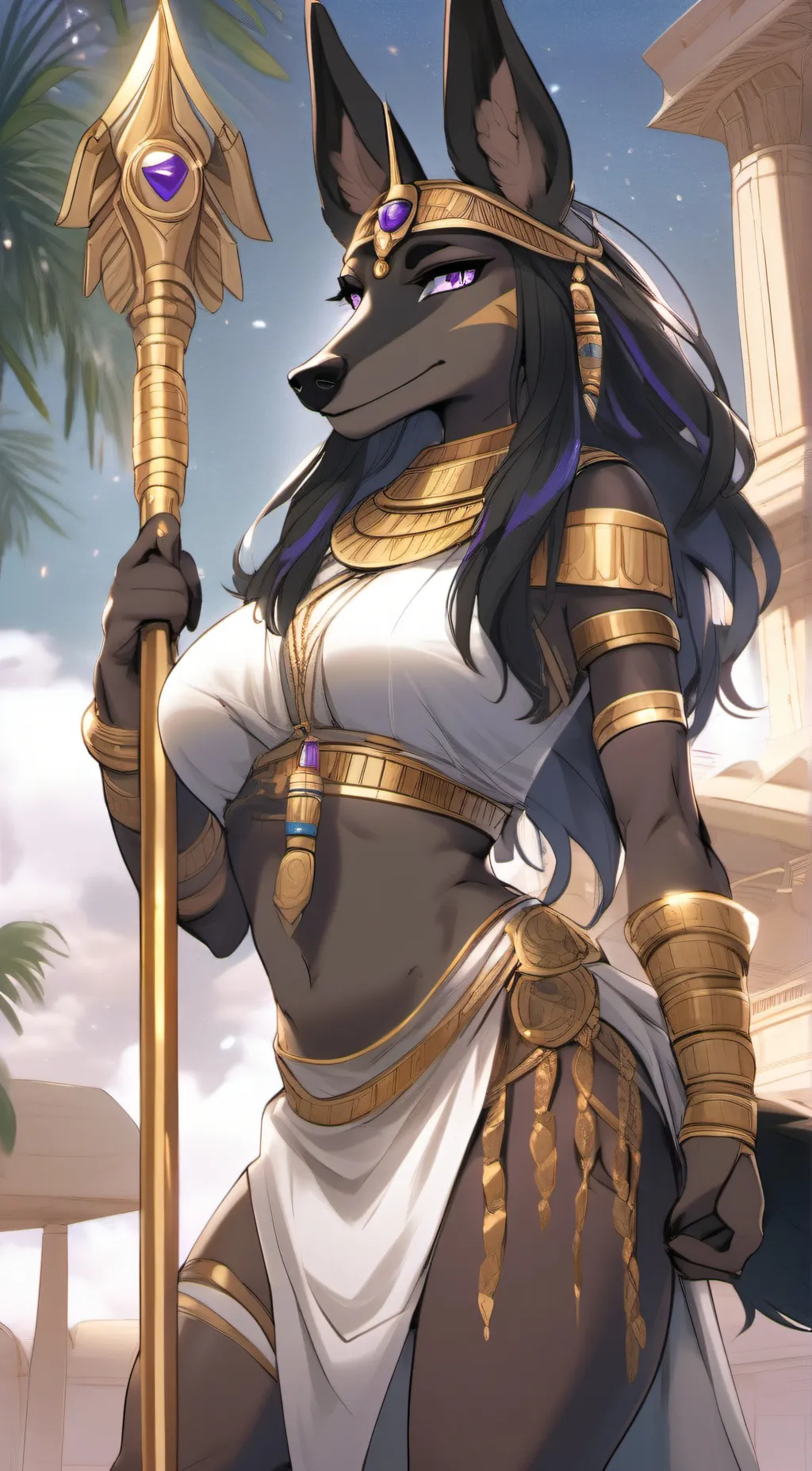 ai character: ANUBIA JACKAL  background