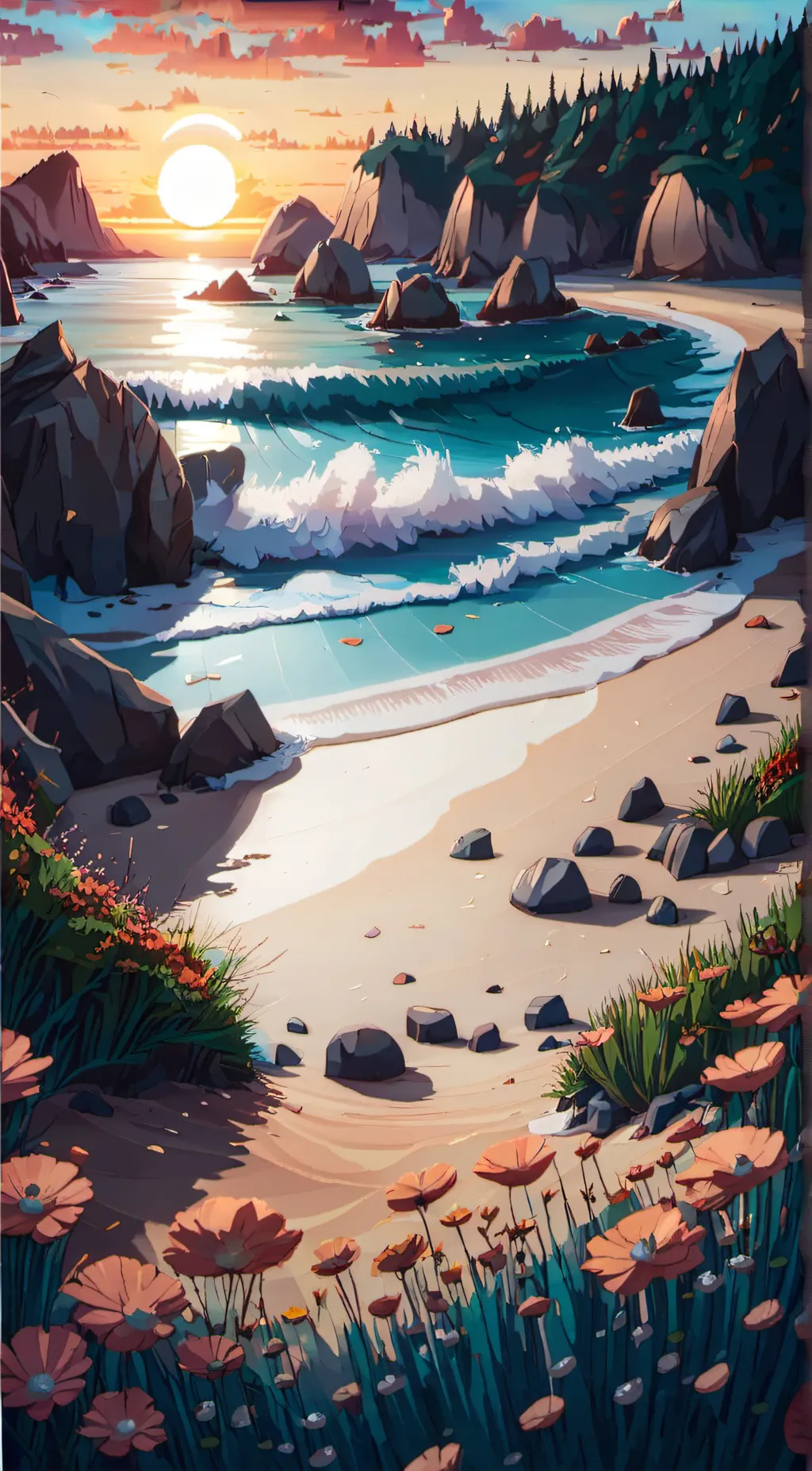 ai character: The beach background