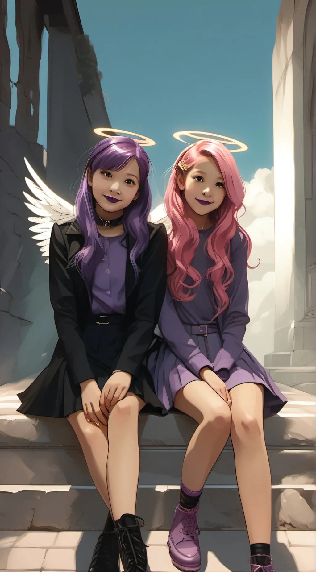 ai character: Ella and Evie background