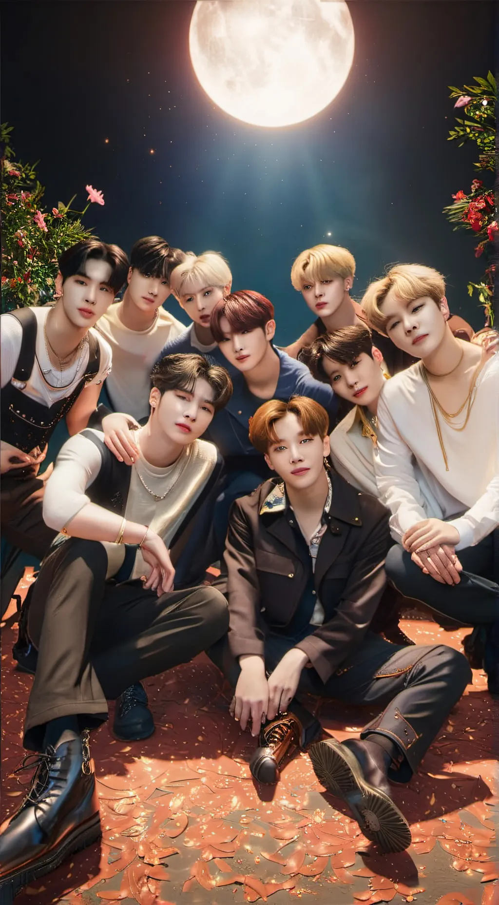 ai character:  Skz 🖤❤️🤍 background