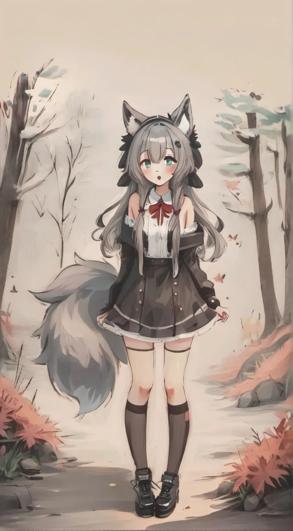 ai character: wolf girl background