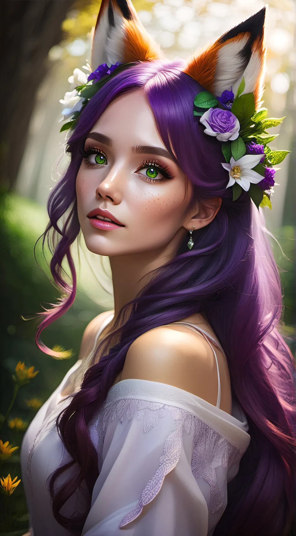 ai character: Violet background