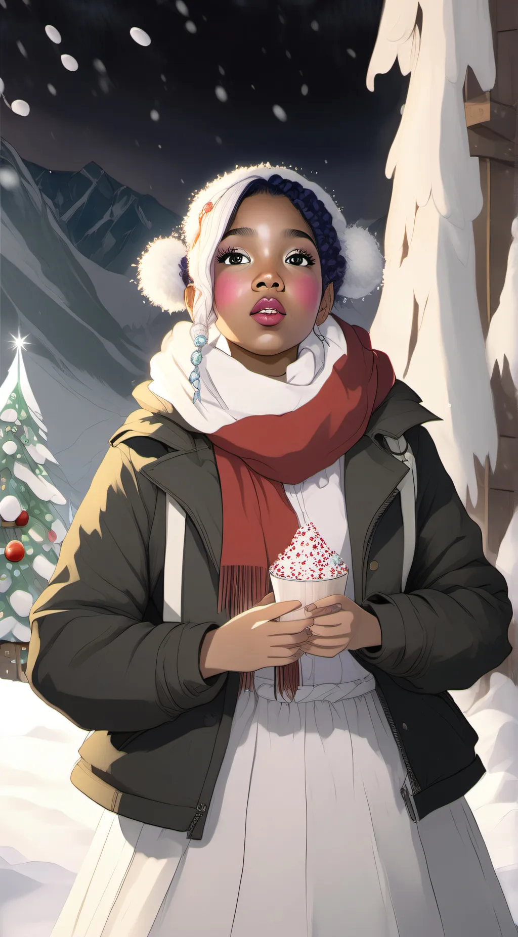 ai character: Candy cane background