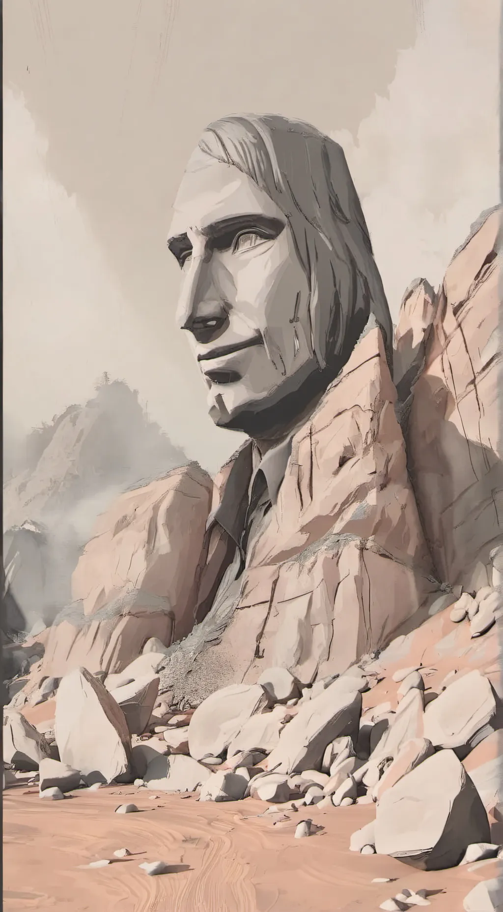 ai character: Rock face background