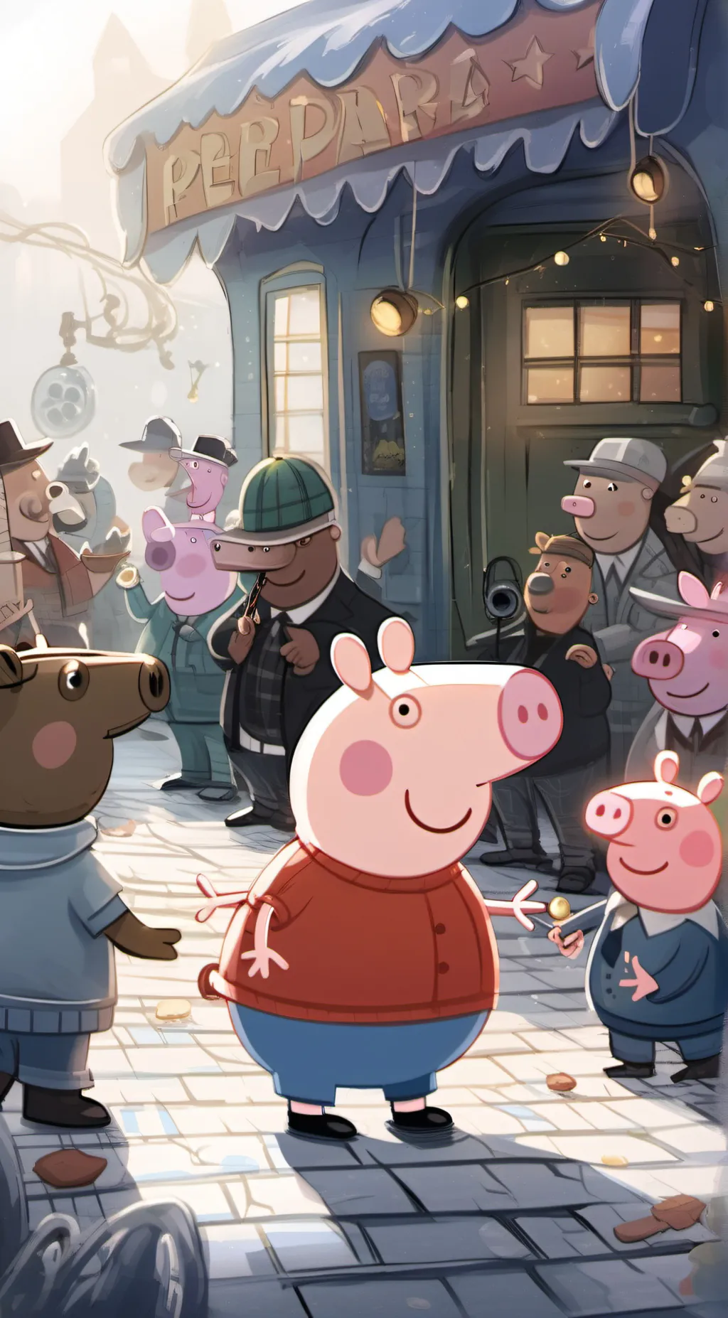 ai character: Peppa pig rapper background