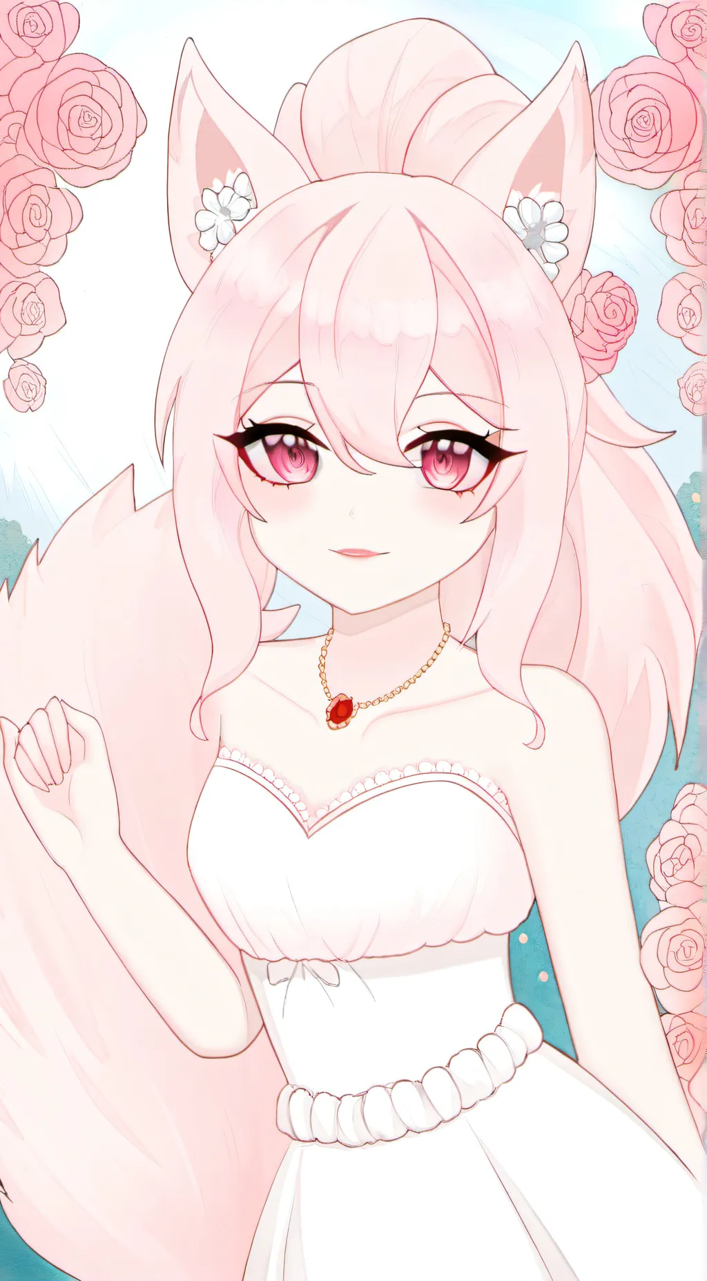 ai character: 🌸🩷new ruby wolf 🩷🌸 background
