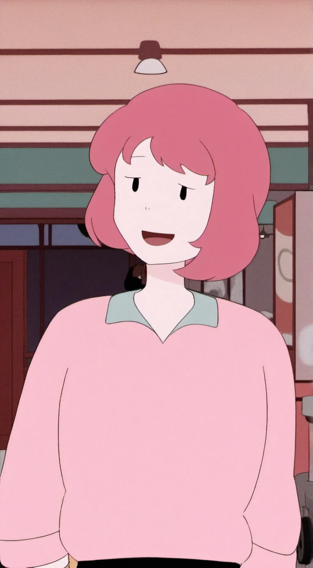 ai character: bubble gum background