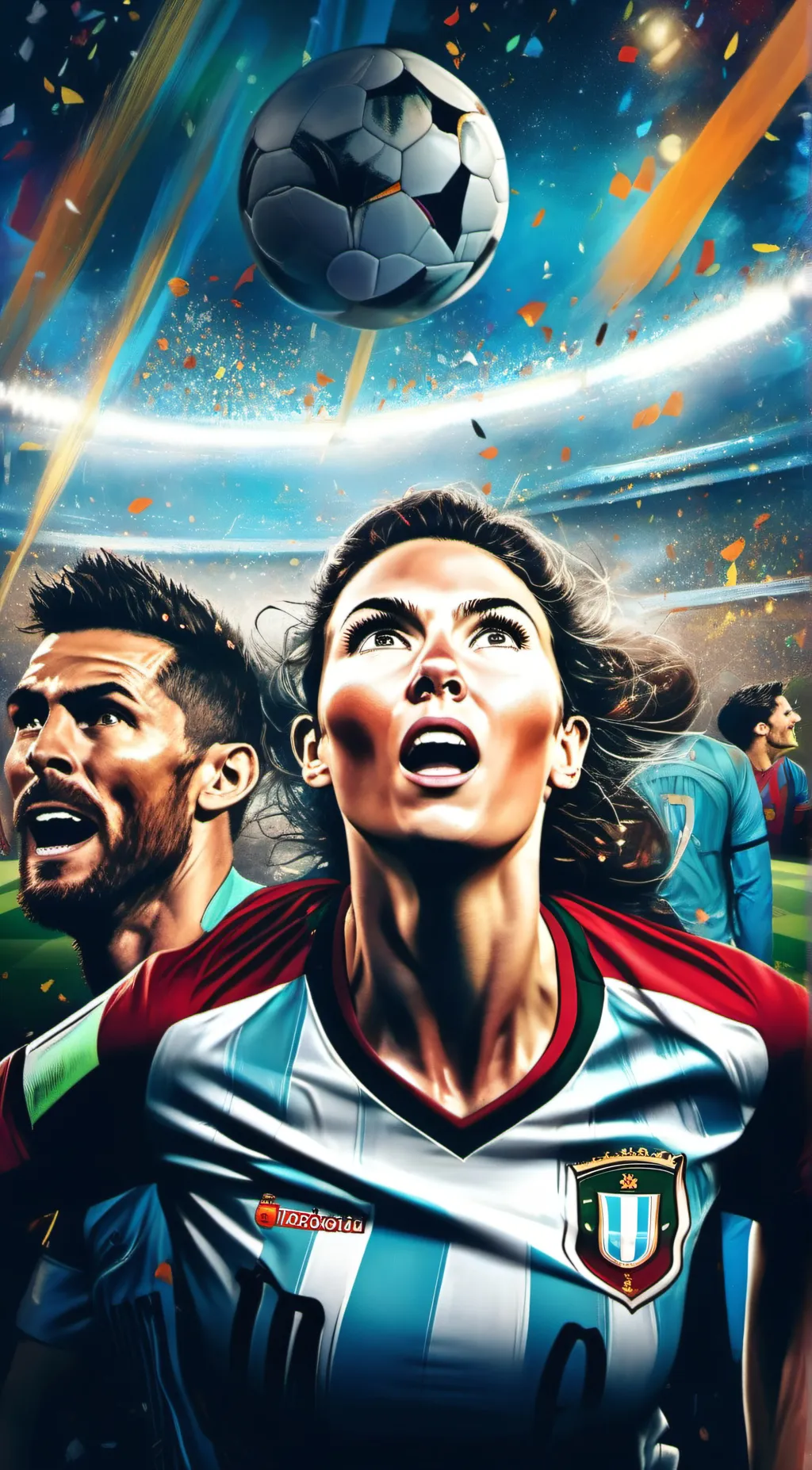 ai character: female footballer background