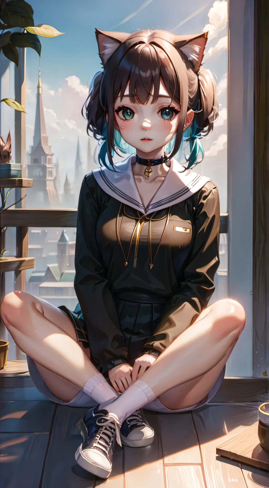 ai character: girl  background