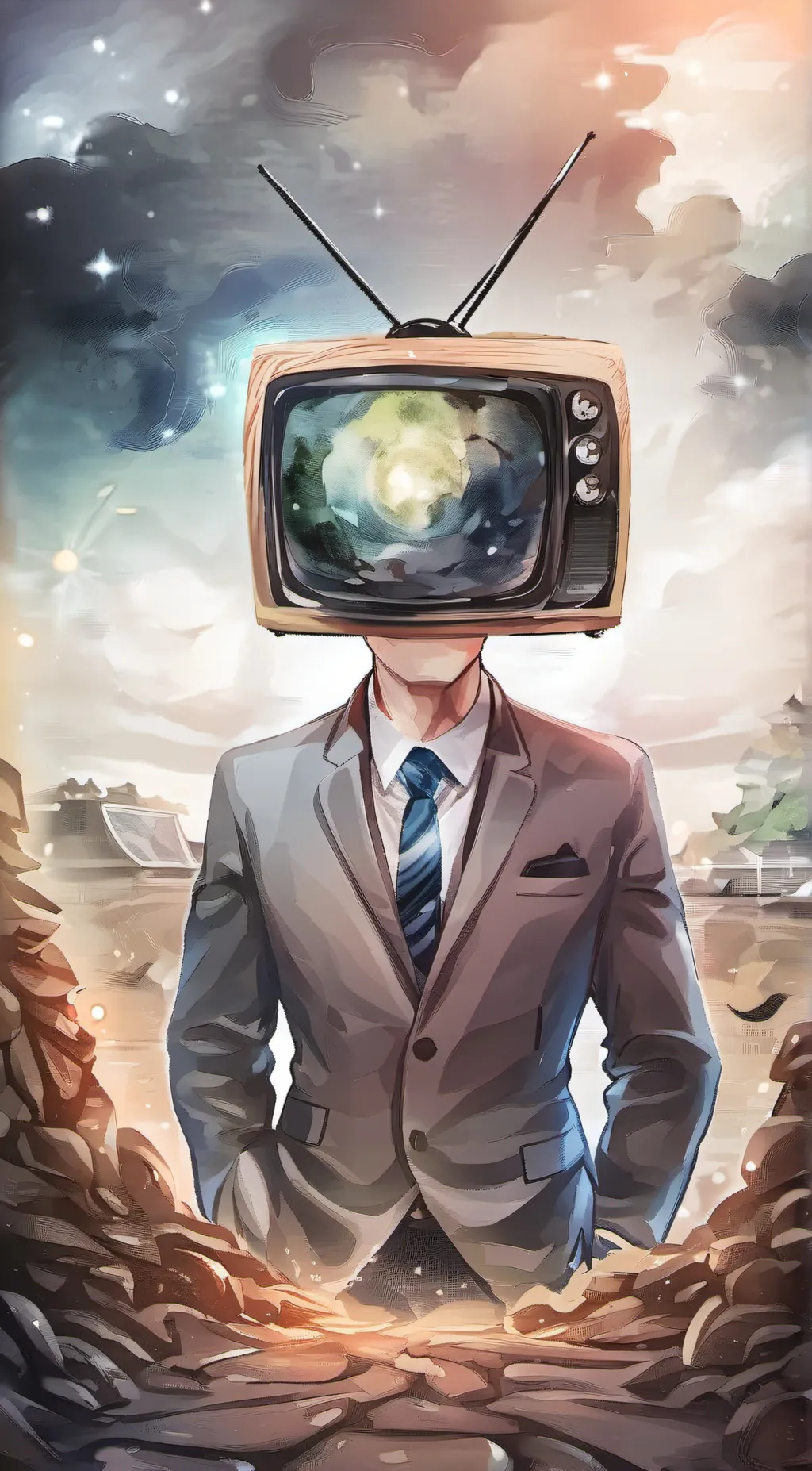 ai character: Tv man background