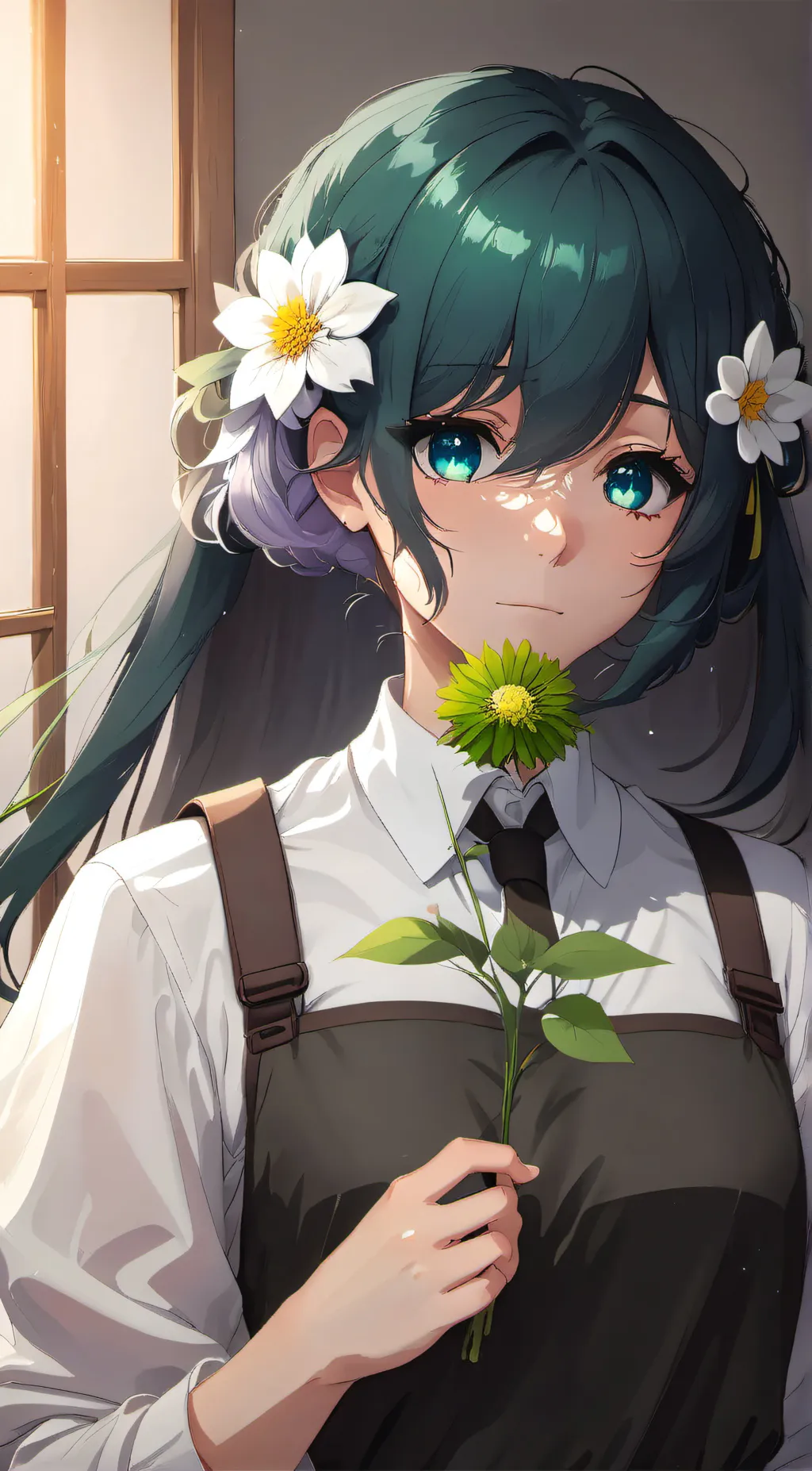 ai character: flower girl background