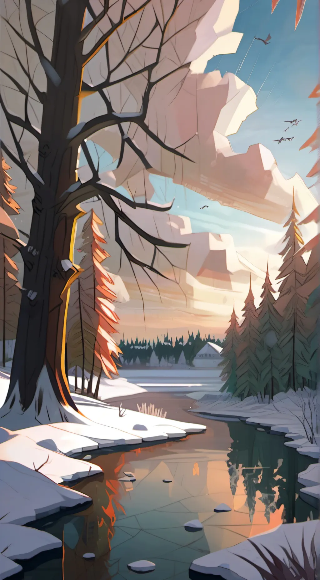 ai character: TADC snow day background