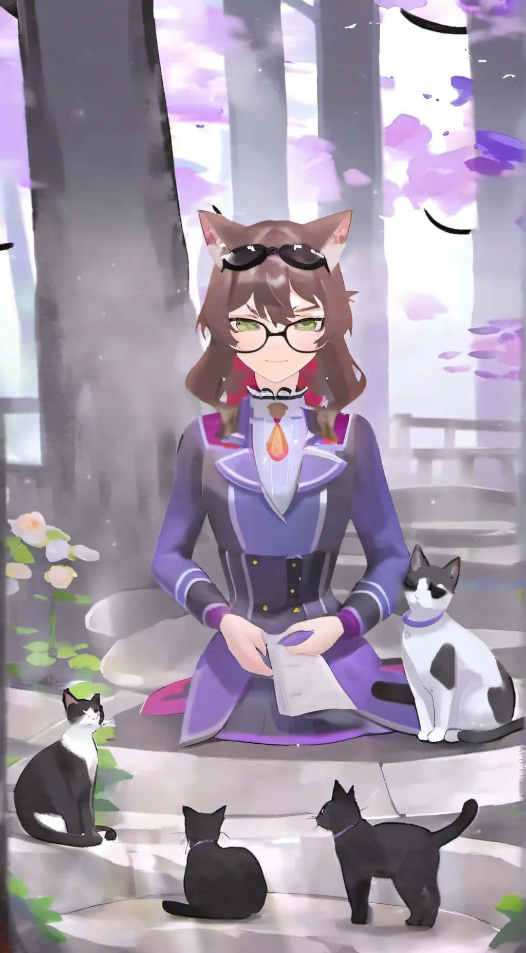 ai character: Cat lady  background
