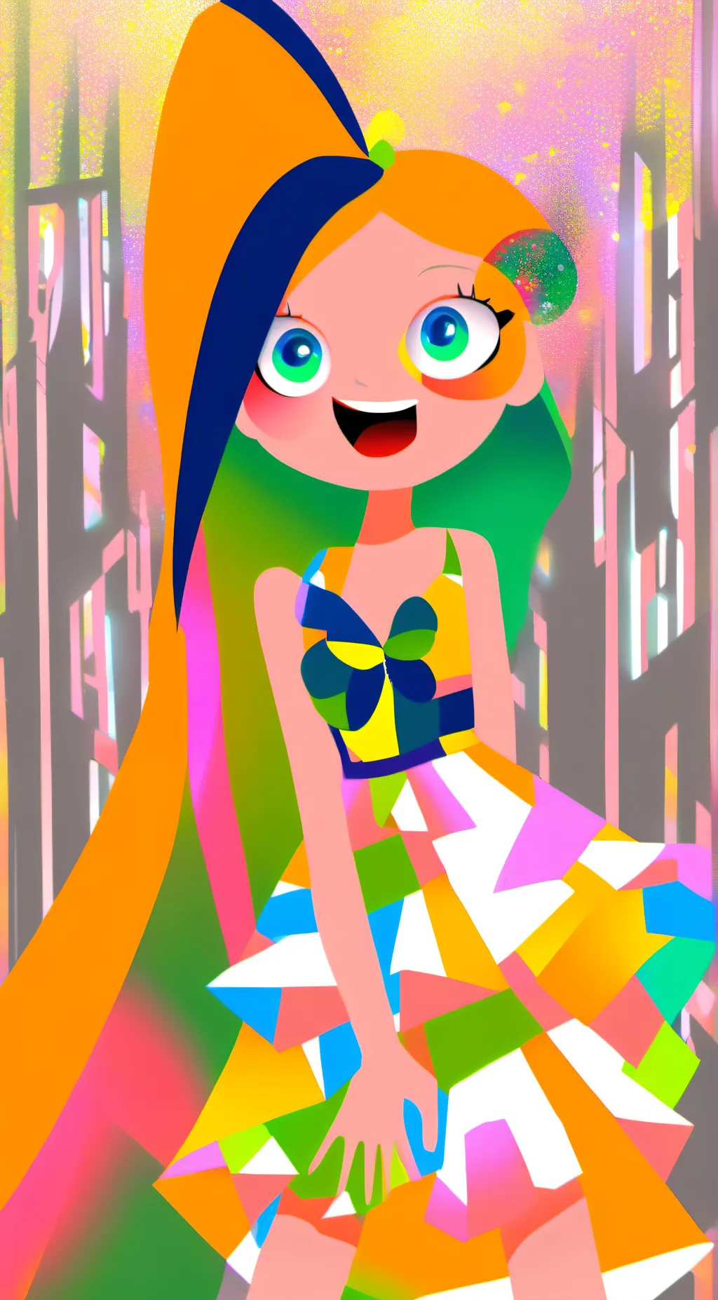 ai character: Rainbow 🌈 girl  background