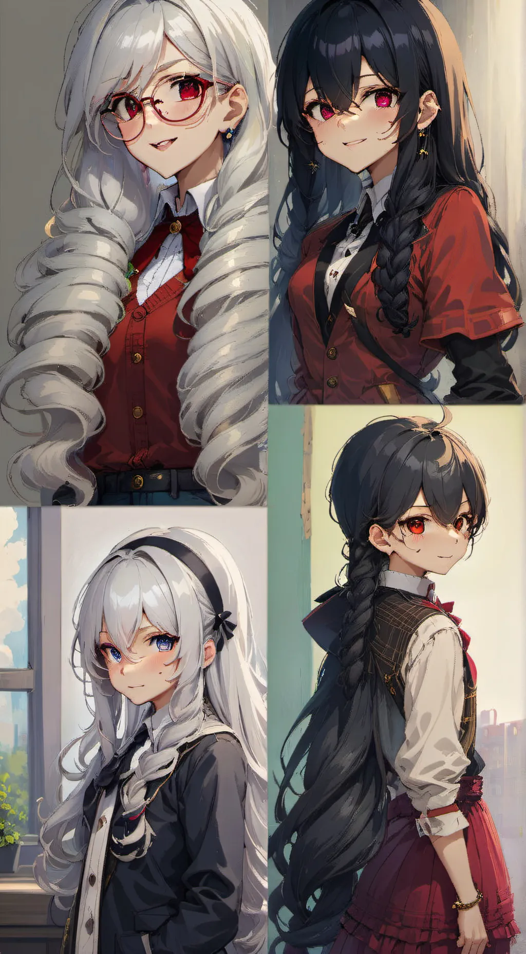 ai character: four diff mothers background