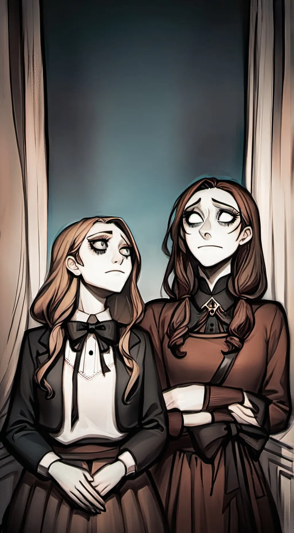 ai character: Helen and Heather  background