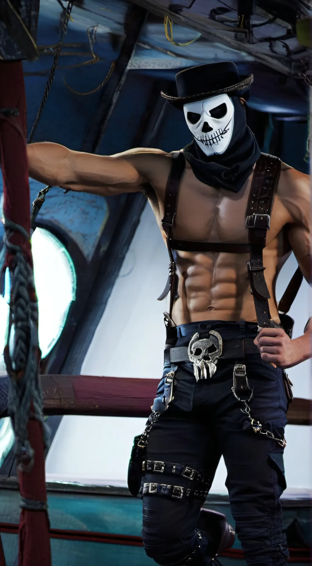 ai character: Ghost as a cowboy~ background