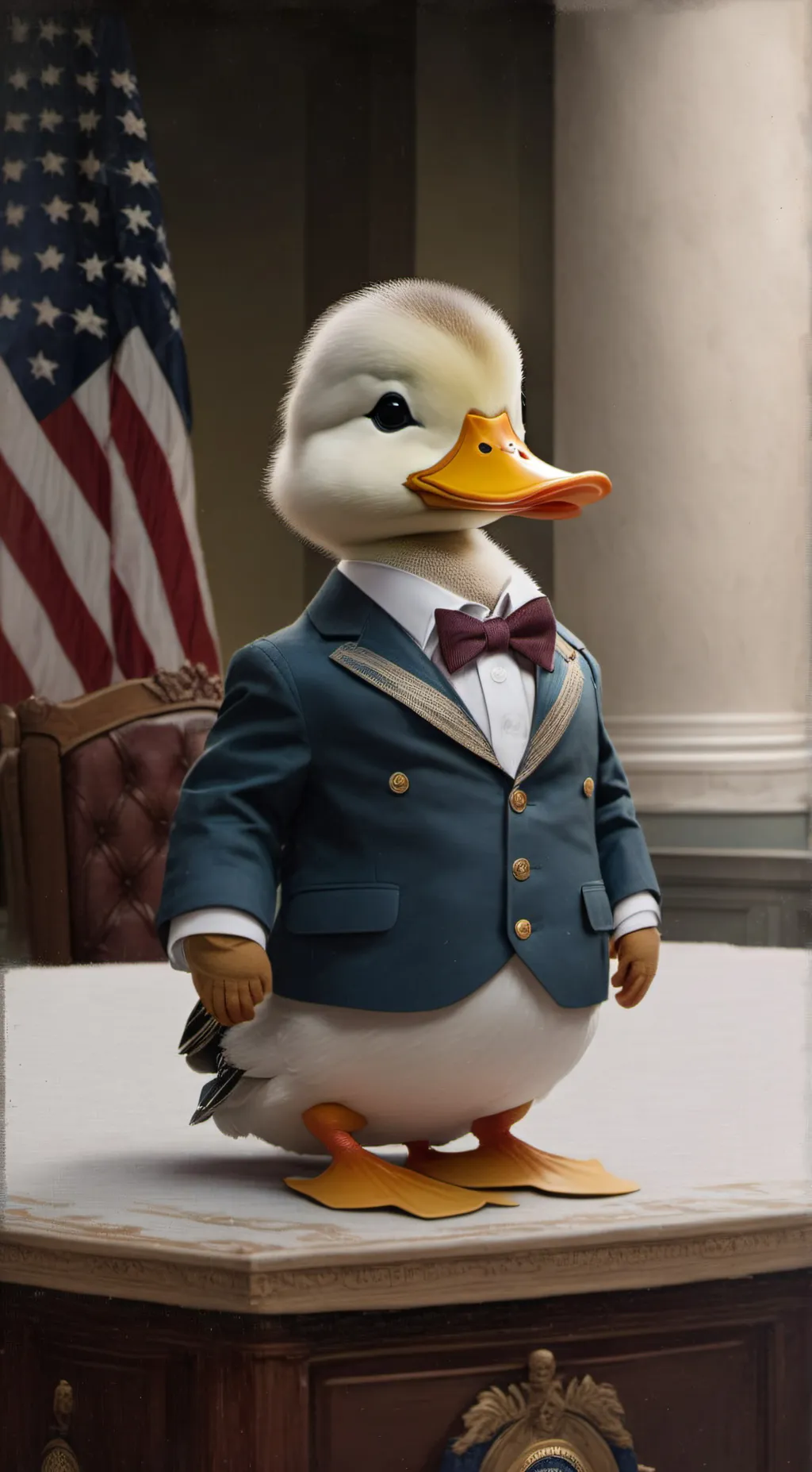 ai character: Duck president  background