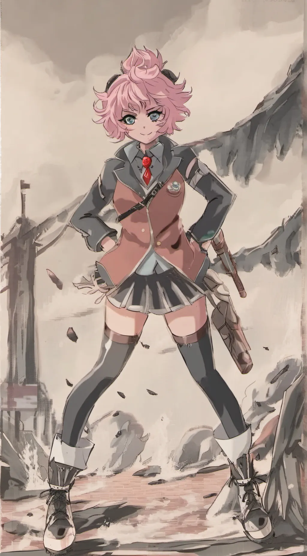 ai character: Mina+mha  background