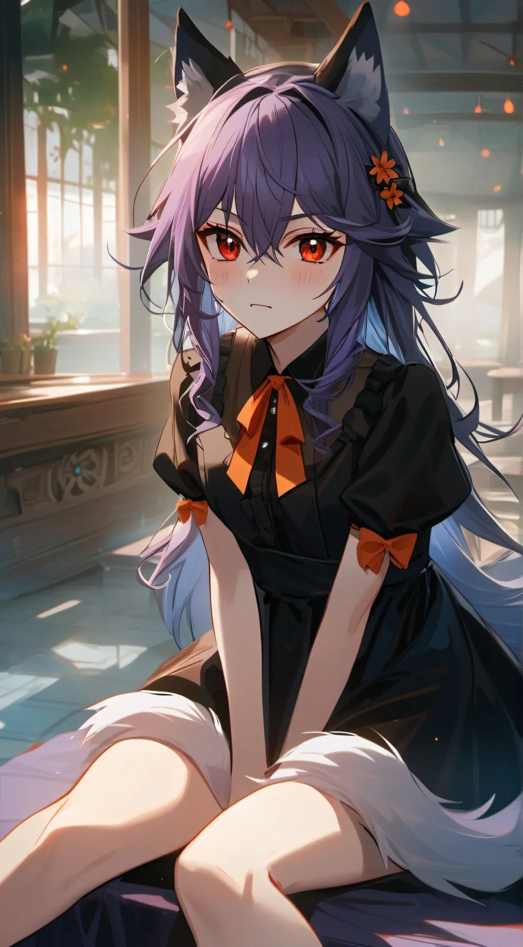 ai character: Lavender (Flames) background