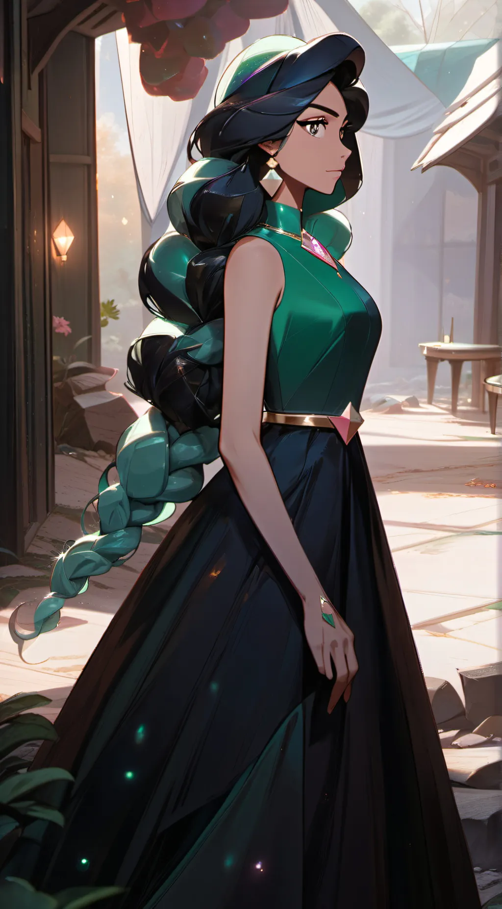 ai character: emerald quartz background