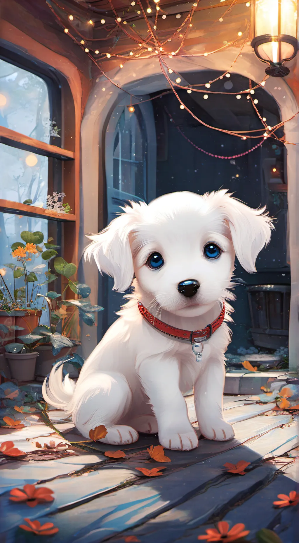 ai character: cutie puppy  background