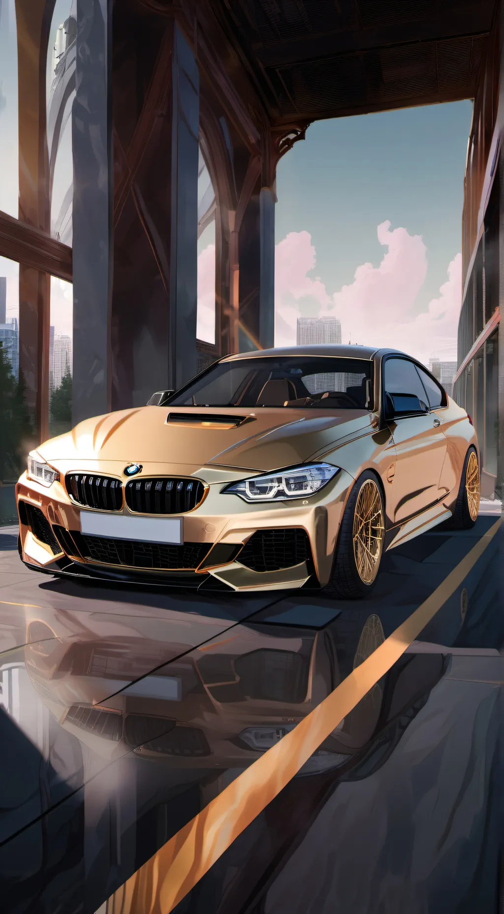 ai character: gold bmw background