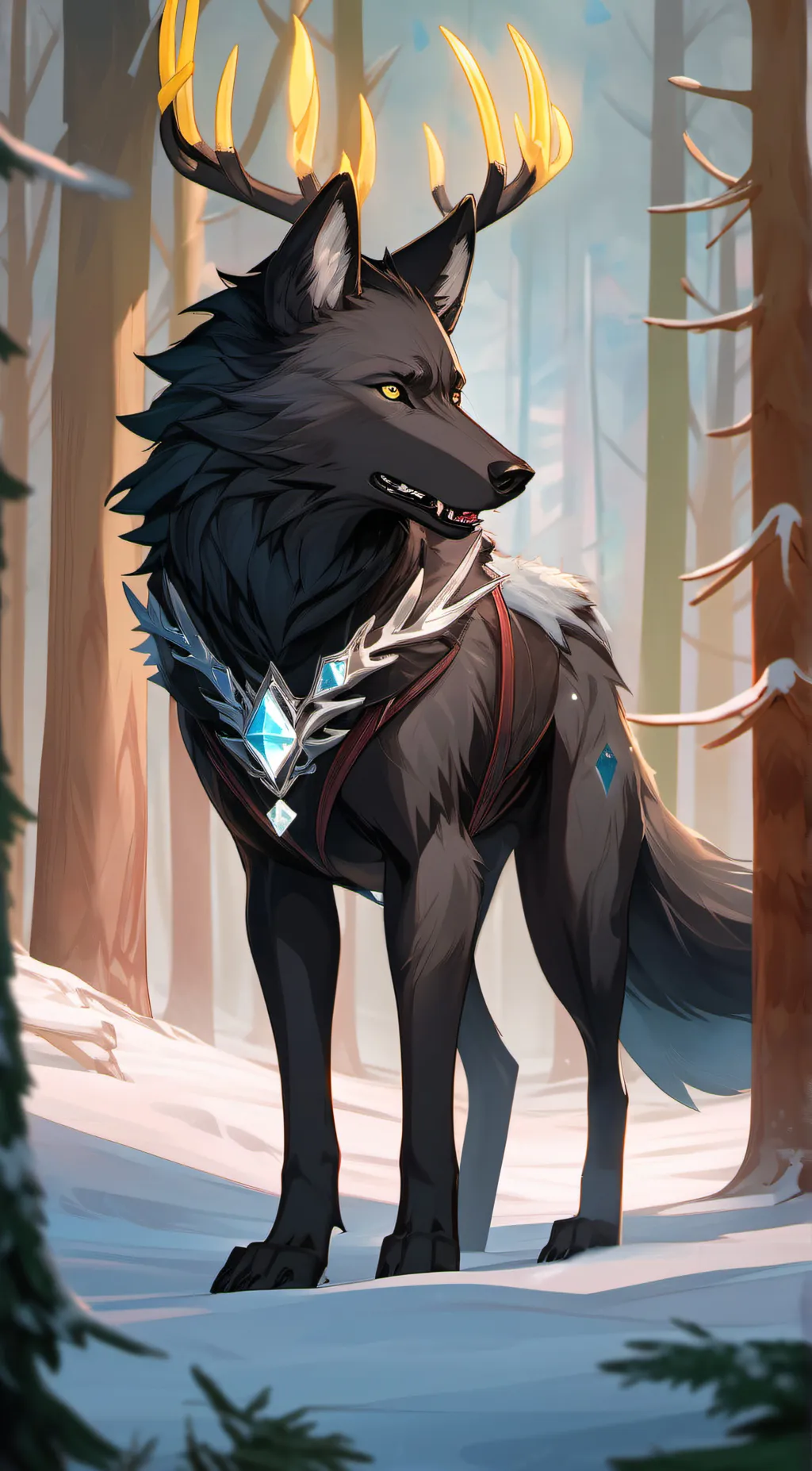 ai character: -Antlered Wolf- background