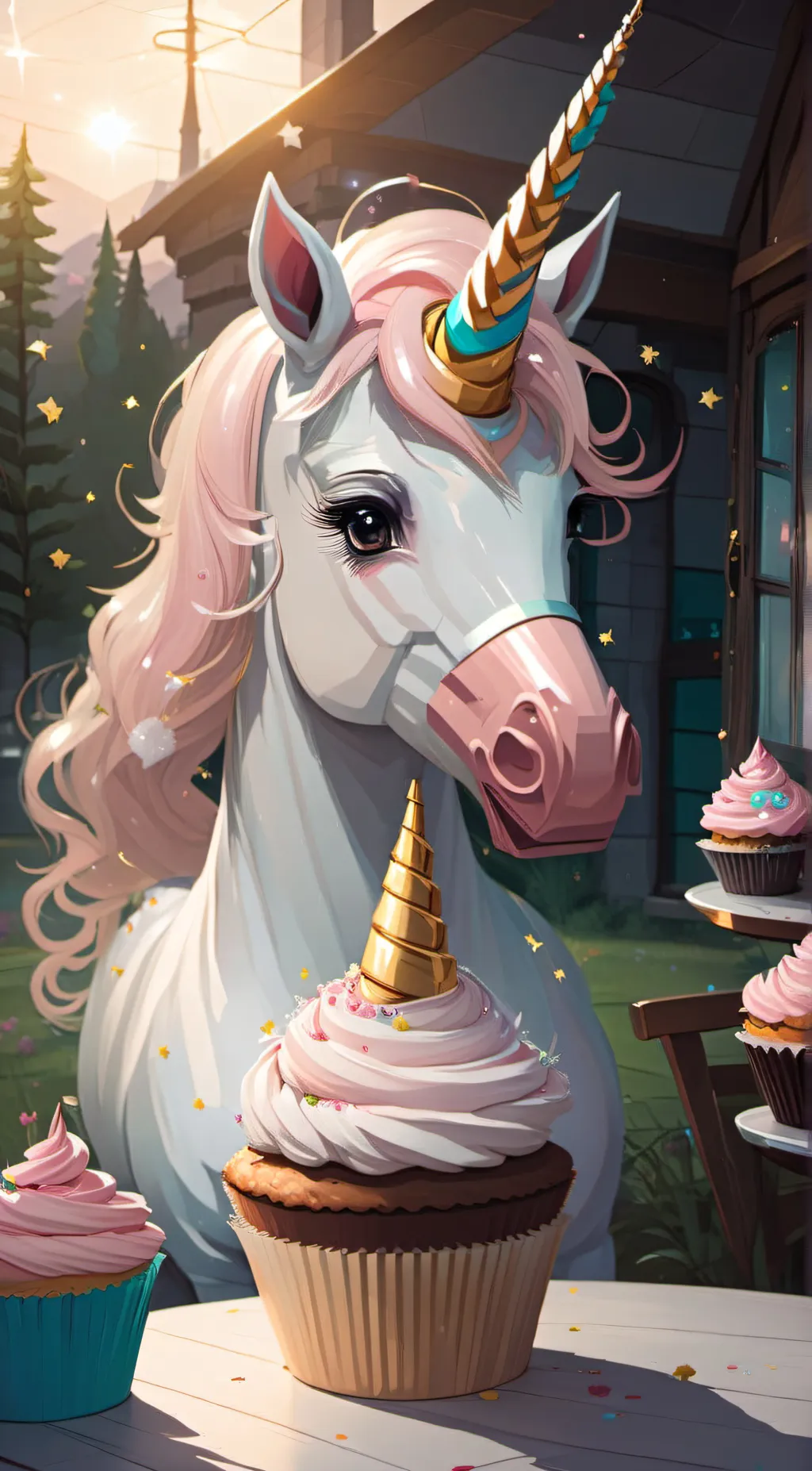 ai character: cupcake background