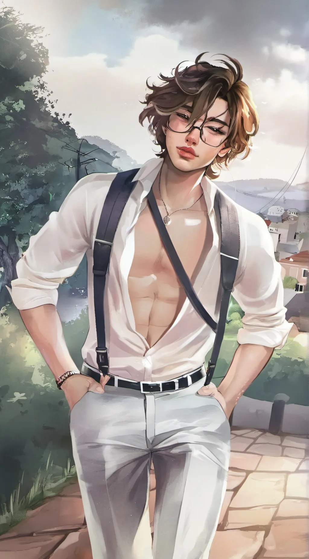 ai character: Shimon GAY  background