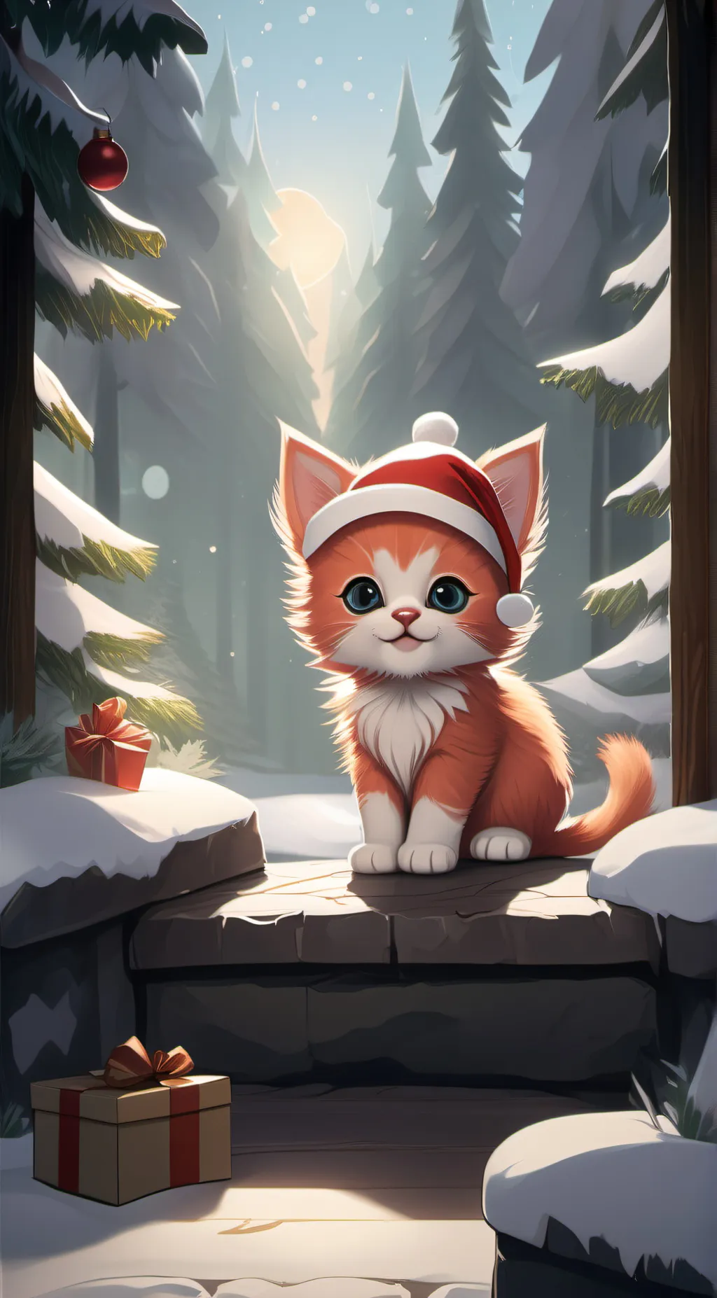 ai character: santa cat background