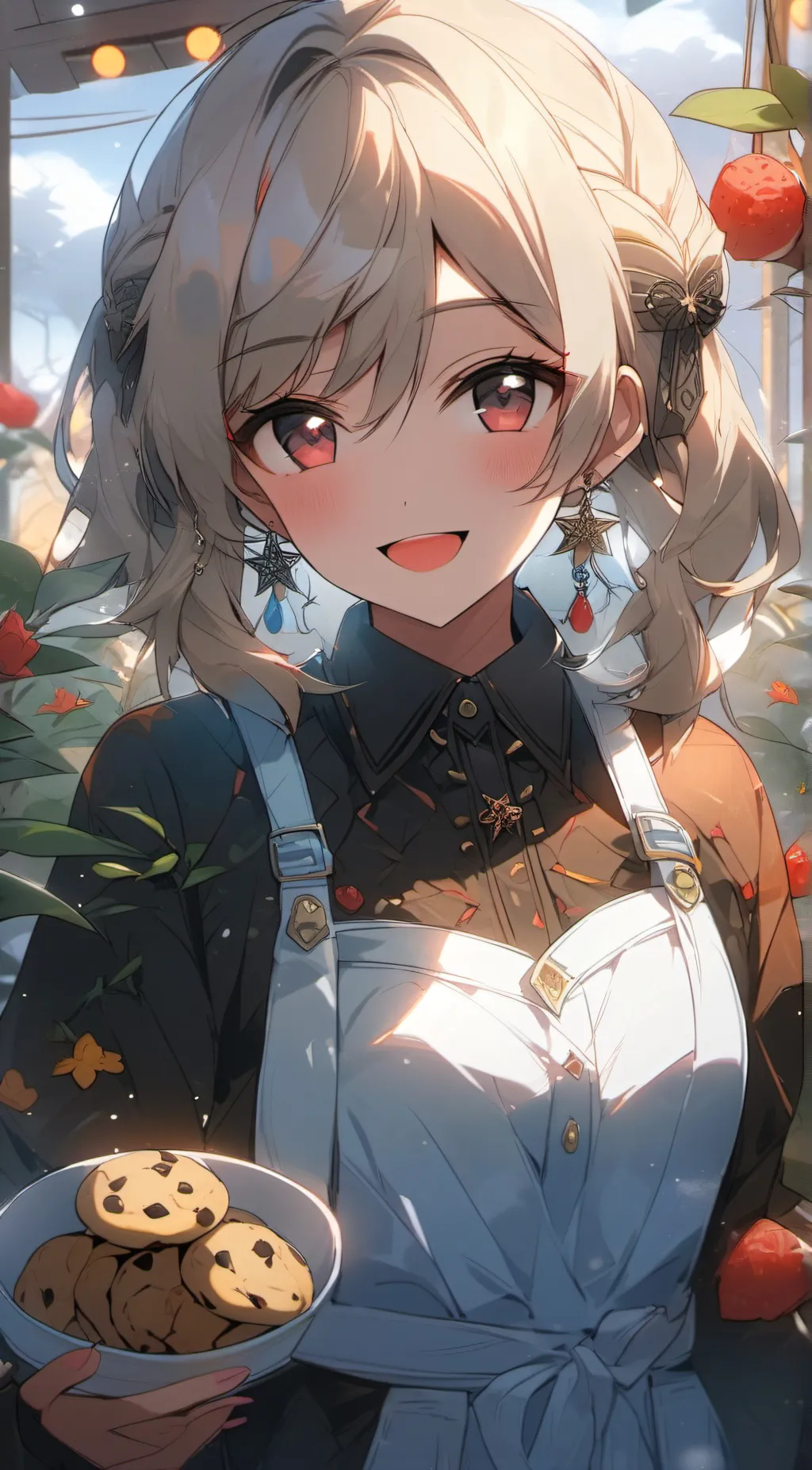 ai character: cookie lady  background