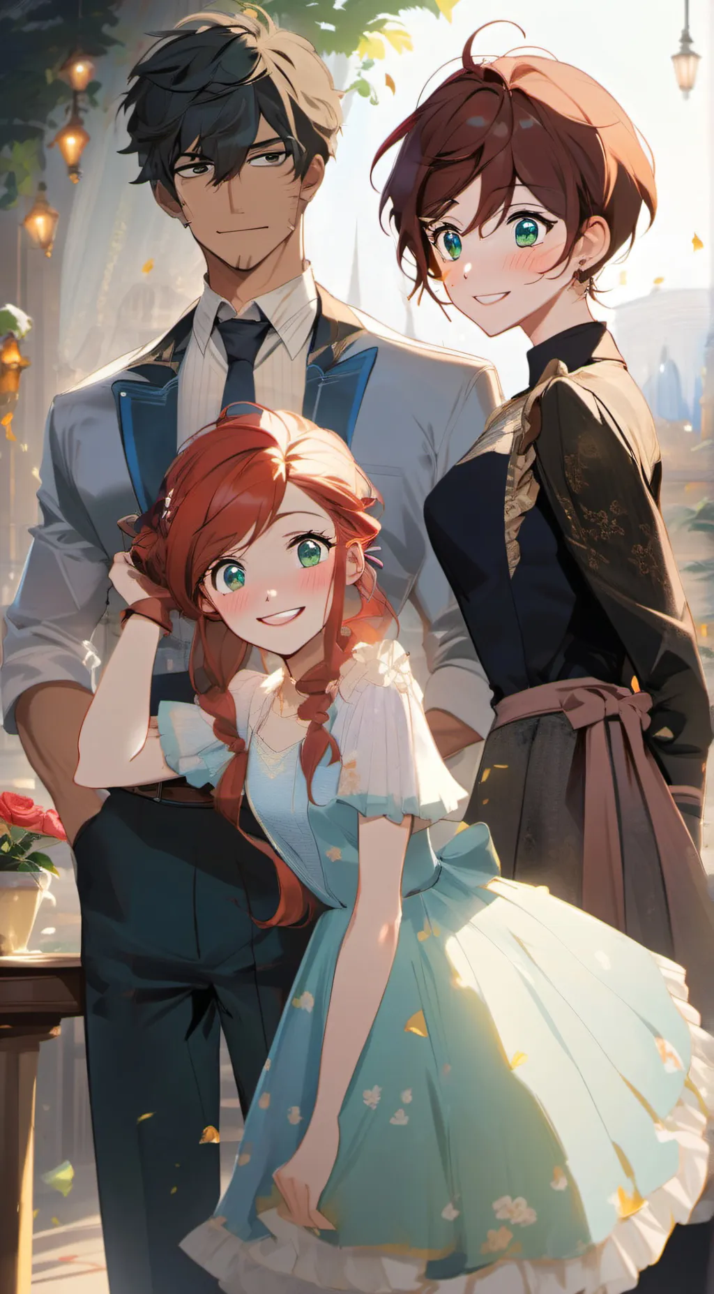 ai character: Rudi,Felici,Nora background