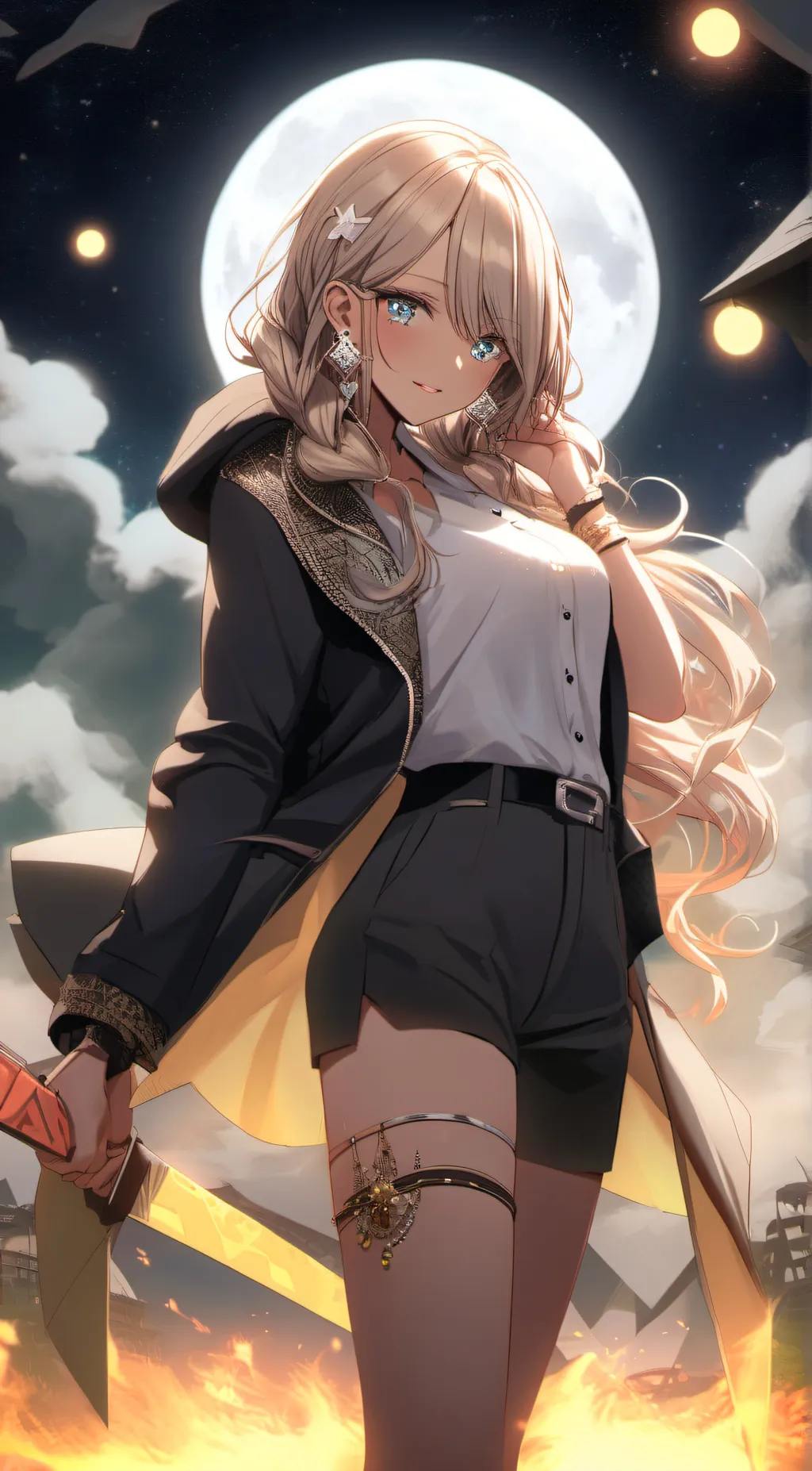 ai character: Rin moon background