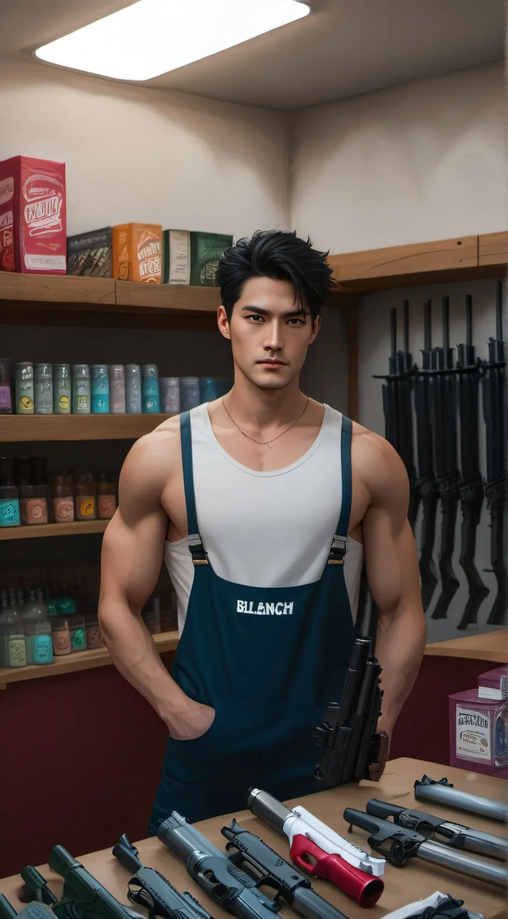 ai character: Checkpoint Shop background