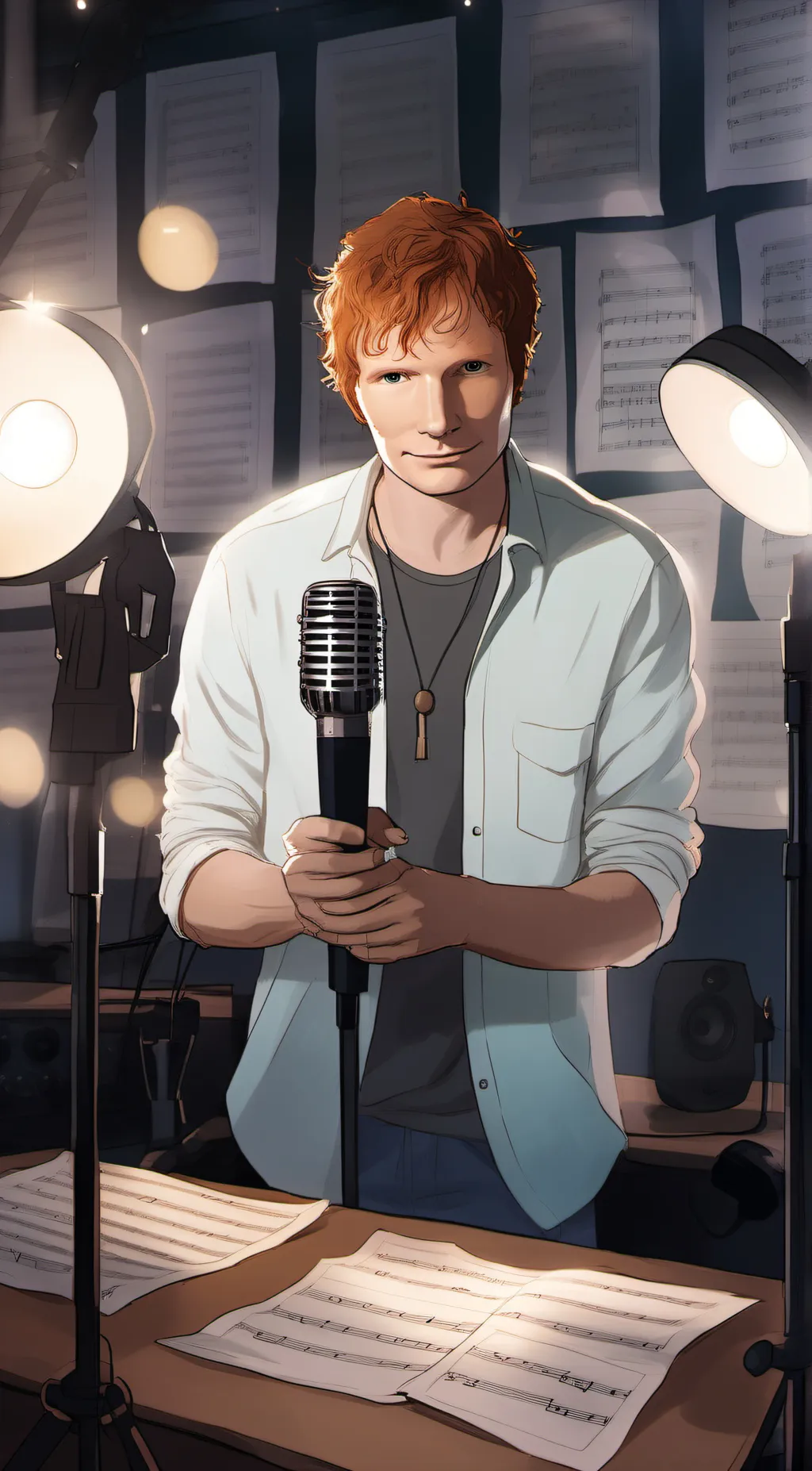 ai character: Ed Sheeran  background