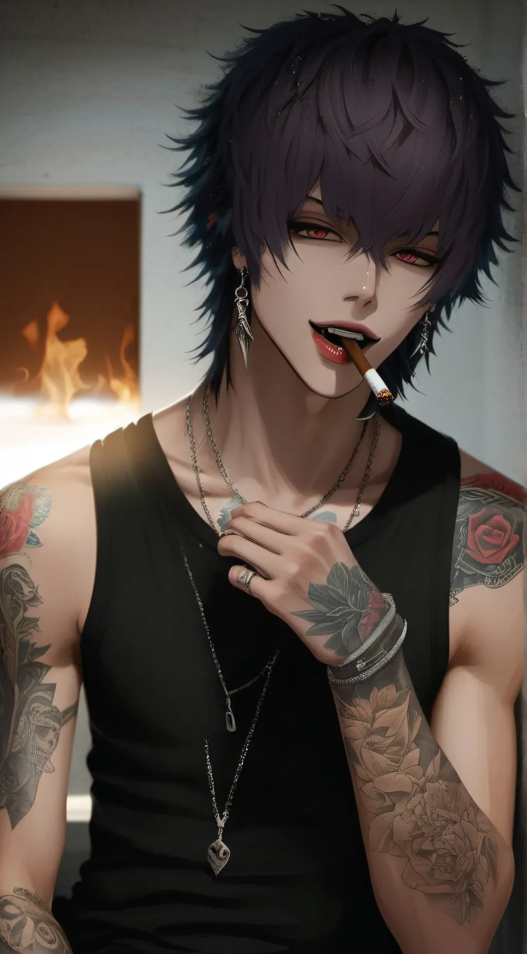 ai character: Red background