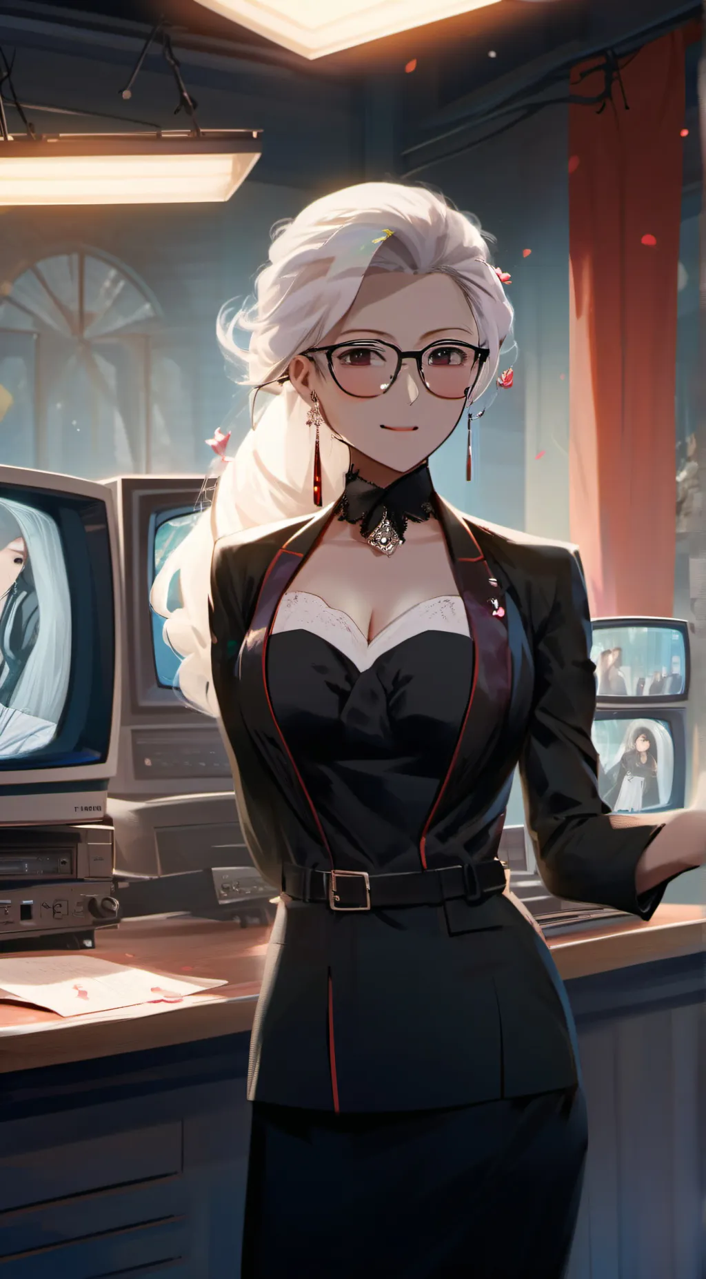 ai character: Tv Woman background