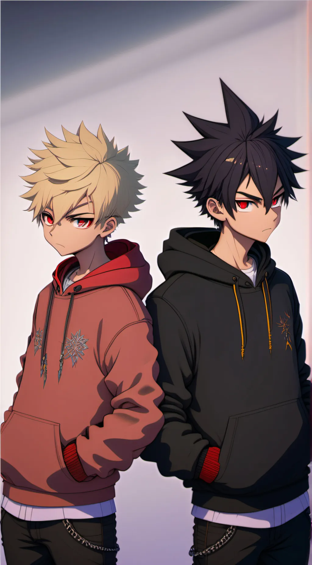 ai character: Shinso and Bakugo  background