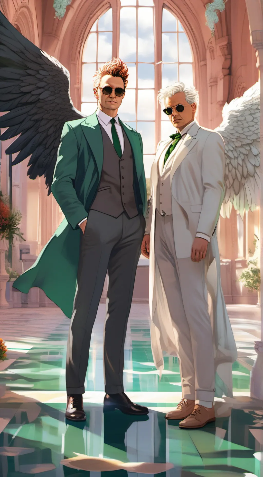 ai character: Crowley-Aziraphale background