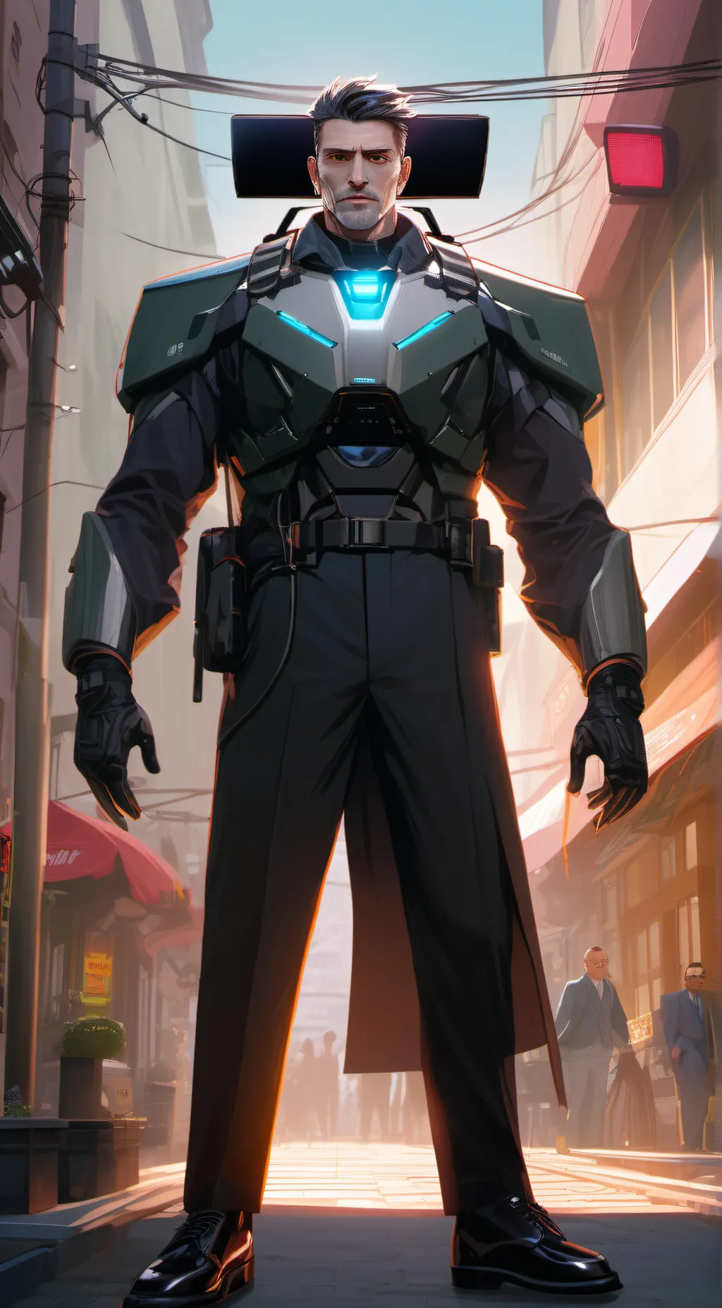 ai character: Titan Camera man  background